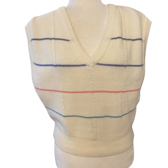 Andrew St. John Womens Vintage Striped Pullover Vest - Picture 1 of 5